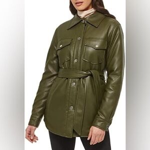 Kenneth Cole Olive Leather Jacket Size L
